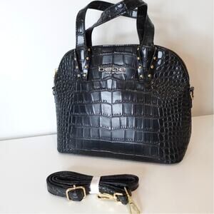 bebe / bags / Clarita Embossed Crocodile Dome Black Purse